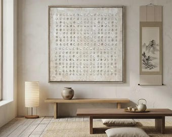 Abstract Oil Painting: Textured Square Canvas Art, Neutral Palette Home Decor #JLS006
