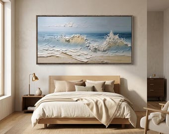 Coastal Tide Impasto Landscape Original Wall Art #HJH029