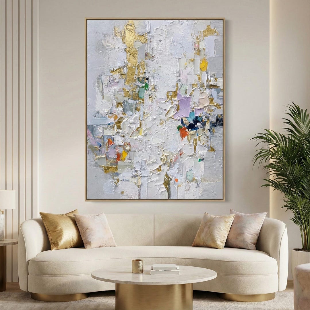 Gold Leaf Abstract Oil Painting, Textured Impasto Canvas Art - Etsy