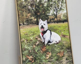Original Hand-Painted Pet Oil Painting: Custom Dog Portrait, Vertical Canvas Art #PET001