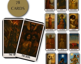 African American Tarot Deck Digital Download – Black Spiritual Tarot Printable – Melanated Divination Cards