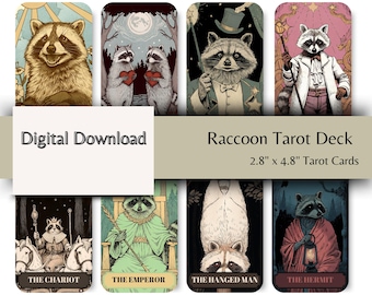 Raccoon Tarot Deck – 78 Whimsical Woodland Cards (Digital Download)