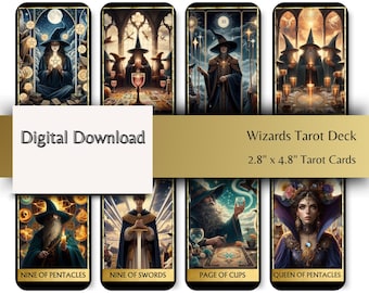 Wizards Tarot Deck, 78 Fantasy Cards (Digital Download)