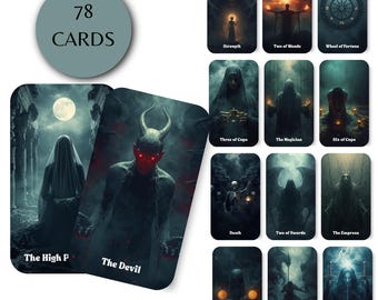Baraja de Tarot Alma Perdida, 78 cartas góticas, arte ocultista oscuro (descarga digital)
