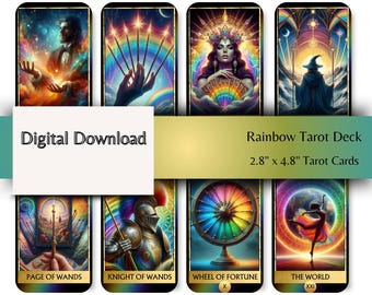 Rainbow Tarot Deck: 78 Colorful Cosmic Cards (Digital Download)
