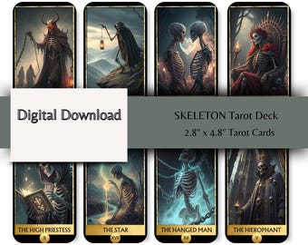 Skeleton Tarot Deck, Gothic Occult Art, 78 Cards (Digital Download)