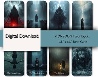 Monsoon Tarot Deck – Dark Storm Cinematic Cards (Digital Download)