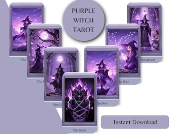 Purple Witch Tarot Deck – Mystical Witchcraft Cards (Digital Download)