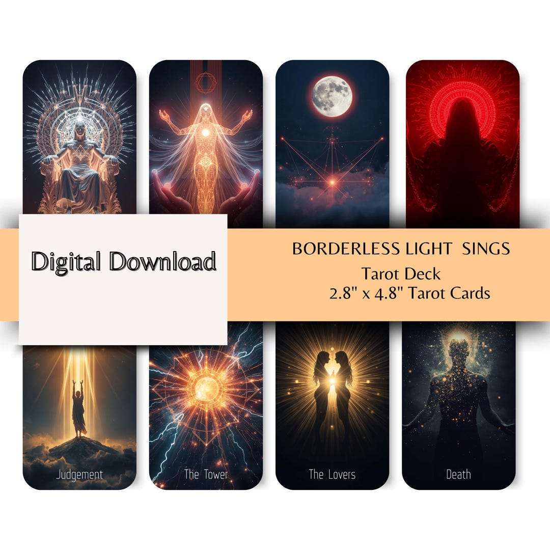 Borderless Light Signs Tarot Deck, Celestial Modern Printable Cards ...