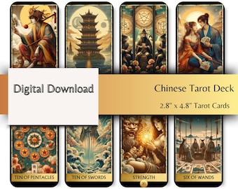 Chinese Tarot Deck: 78 Printable Mystic Oriental Cards (Digital Download)
