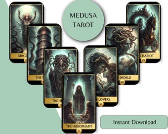 Medusa Tarot Deck – Mythology Divine Feminine Printable Cards (Digital Download)