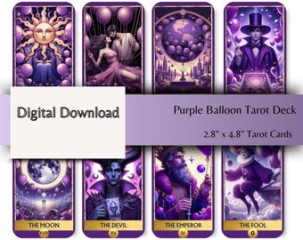 Purple Balloon Tarot Deck - 78 Whimsical Cards (Digital Download)