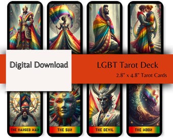 Baraja de Tarot Arcoíris LGBTQ+ – 78 cartas imprimibles, temática del Orgullo (Descarga digital)