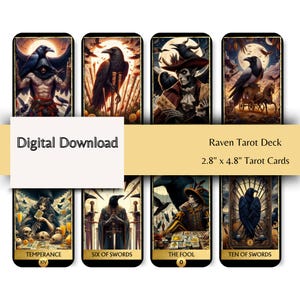 Raven Tarot Deck: 78 Mystical Crow Cards (Digital Download)