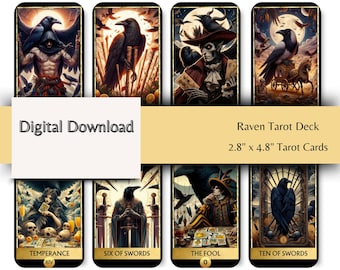 Baraja de Tarot del Cuervo: 78 Cartas Místicas del Cuervo (Descarga Digital)