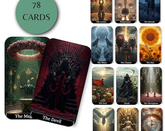 Floral Tarot Deck – Romantic Botanical 78 Card Printable (Digital Download)