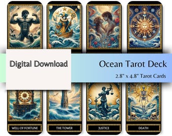 Ocean Tarot Deck: 78 Printable Water Element Cards (Digital Download)