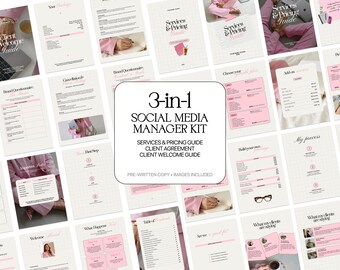 SMM-clientkit Canva | 3-in-1-bundel | Prijsgids, klantovereenkomst en welkomstpakket voor socialmediamanagers