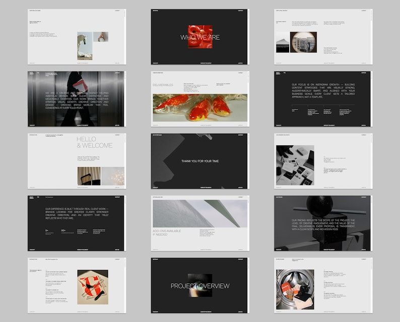 Collection of 30 editable Instagram post templates for creative agencies, branding studios and design studios in 4:5 format.