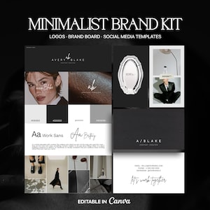 Minimalist Brand Kit Canva Template: Editorial Branding Kit, Logos & Social Media Templates