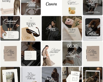 Bruine esthetische Instagram-sjablonen voor coaches | 30 canvasposts | Life Business Mindset-coachkit