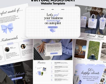 Portefeuille van virtuele assistent Canva-websitepresentatie bewerkbaar portfolio VA-bestemmingspagina van de website voor jou