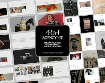 Canva-kit voor creatief bureau | Pitchdeck + klantvoorstel + 60 Instagram-sjablonen | Redactionele sjablonen voor mode