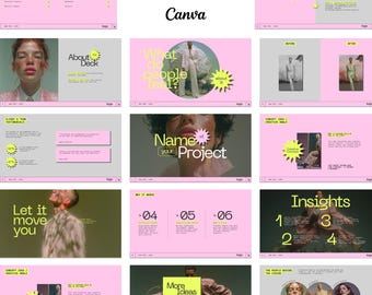 Roze canvas pitchdecksjabloon, creatief diapresentatie en zakelijk voorstel, esthetische campagnepitch