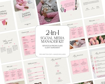 SMM-sjablonen Canva | Prijsgids Social Media Manager Services en bundel met klantovereenkomst