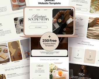 Canva Website Vorlage | Ästhetisches Brown Portfolio für Social Media Player, Influencer, Life Coaches, UGC + 250 Faceless Reels Videos