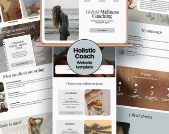 Ganzheitlicher Wellness Coach Canva Website Vorlage | Gesundheit Ernährung Mindset Landing Page Design