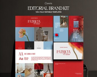 Editorial Brand Kit Canva Template | Logo Business Card Instagram Templates for for Small Business, Content Creators, Social Media Managers