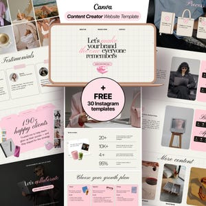 Portafolio de gestor de redes sociales, sitio web Canva / creador de contenido generado por el usuario, página de destino para creador de contenido + plantillas de Instagram