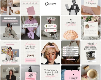 Esthetische Instagram-sjablonen | Op Pinterest geïnspireerde Canva-posts op sociale media voor coaches, makers van UGC en contentmakers