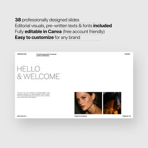 Freelancer proposal Canva — editable pitch deck with pre-written texts and editorial images