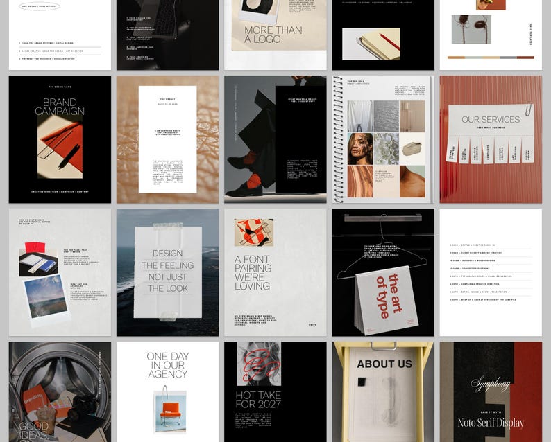 Collection of 30 editable Instagram Story templates for creative agencies and design studios in vertical 9:16 format.