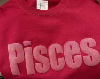 Glitter Puff Zodiac Sweatshirt | Custom Astrology Sign, 3D Vinyl
