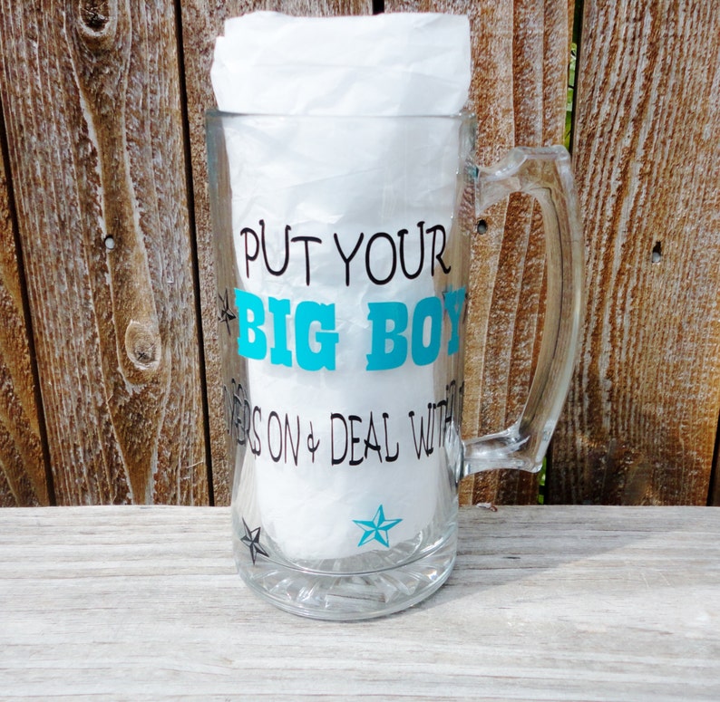 Beer Mugs Glassware with vinyl Gifts For Men Blue Black Etsy