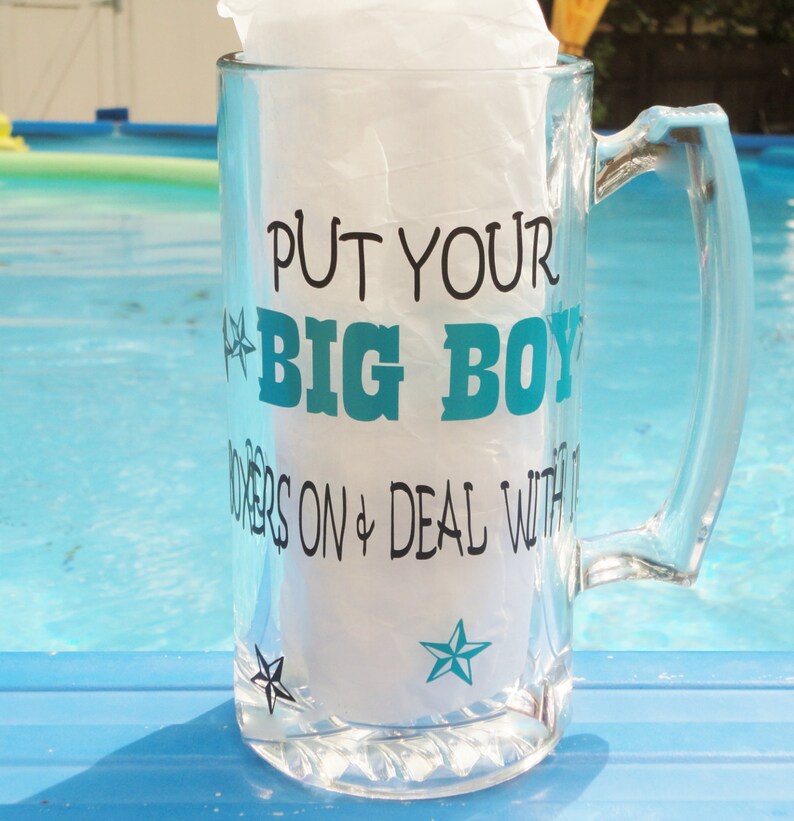 Beer Mugs Glassware with vinyl Gifts For Men Blue Black Etsy