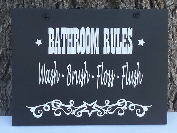 Bathroom Rule Wash Brush Floss Flush Signs With Sayings Etsy
