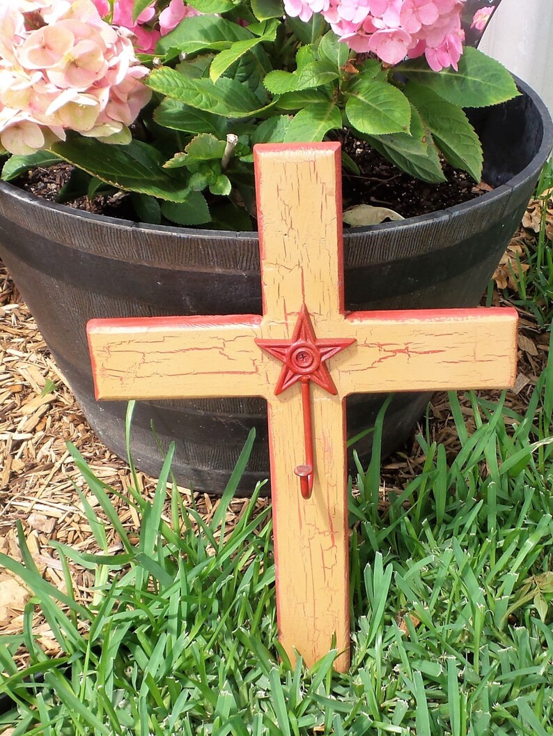 Rustic Crosses Wooden Red Tan Star Decor Western Rustic Crosses Wooden Red Tan Star Decor Western Image 4