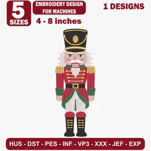 Broderidesign för julnötknäpparen, soldat, maskinbroderimönster (digital fil)
