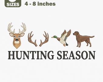 Minimalist Hunting Season Embroidery Design, Deer Duck Dog Icons (Digital File)