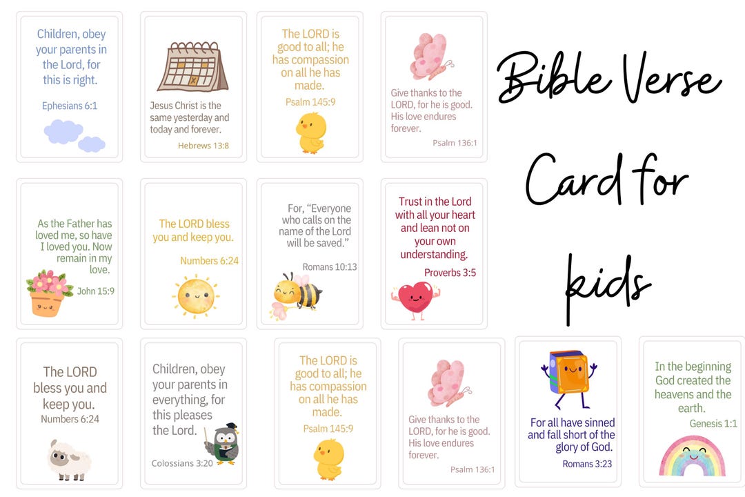 Bible Verse Cards for Kids | Christian Printable Cards | Scripture ...