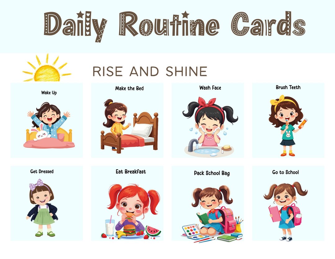 15 Daily Routine Cards for Kids | Visual Schedule Cards | Toddler ...