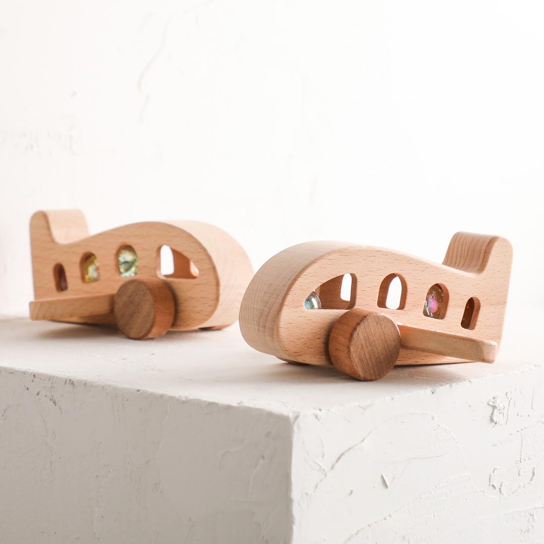 Personalized Wooden Airplane Rattle, Custom Baby Name Toy Natural Wood ...