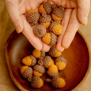 Handmade Crochet Acorn, Cute Yarn  Pendant, Rustic Pinecone Ornament, Autumn Nursery Decor, Soft Wool Charm, Woodland Style Gift