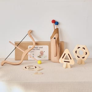 Personalized Wooden Bow Arrow Set, Custom Kids Archery Kit, Hunting Pretend Toy, Montessori Learning Outdoor Gift Set For Boy Girl Kids