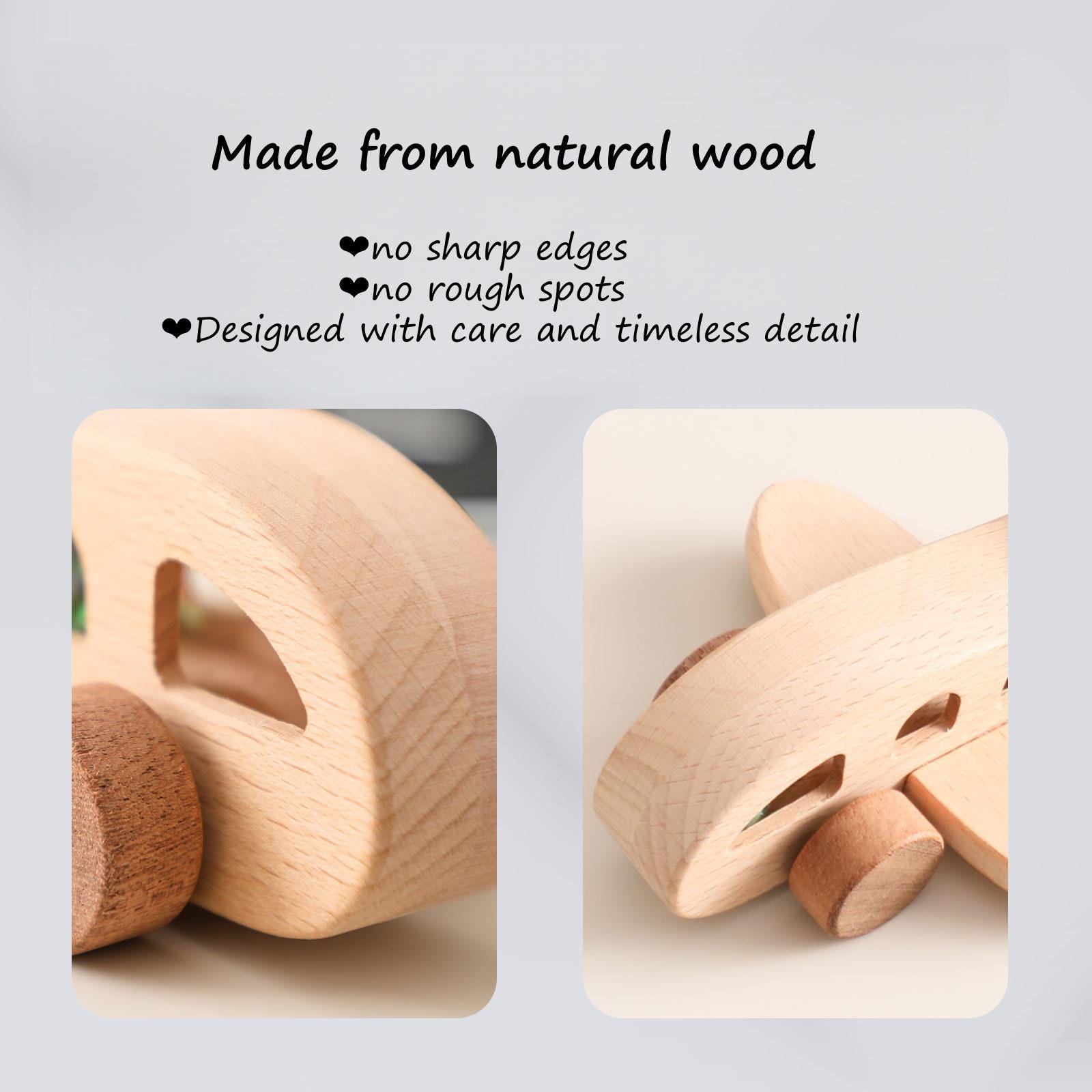 Personalized Wooden Airplane Rattle, Custom Baby Name Toy Natural Wood ...