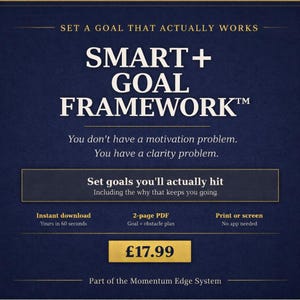 Goal Setting Printable That Actually Works | SMART+ Goal Clarity Worksheet | 2-Page PDF | Instant Download